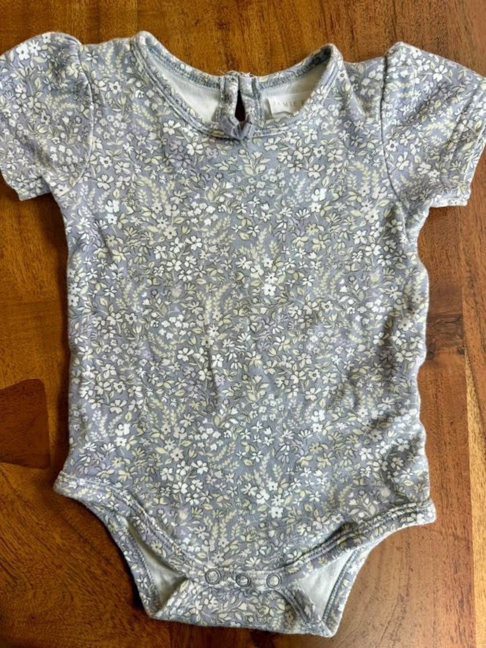 Jamie Kay Floral Short-Sleeve One-Piece Bodysuit - Light Lavender and Cream